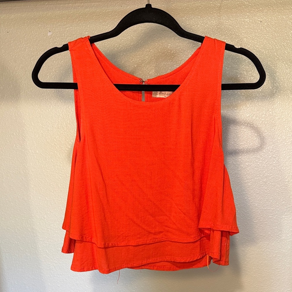 Altar'd State Bright Orange Layered Sleeveless Crop Top